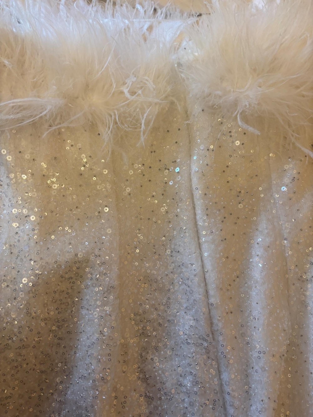NADINE MERABI “Katie” Ivory Satin Evening Dress with feather trim - Picture 6 of 9